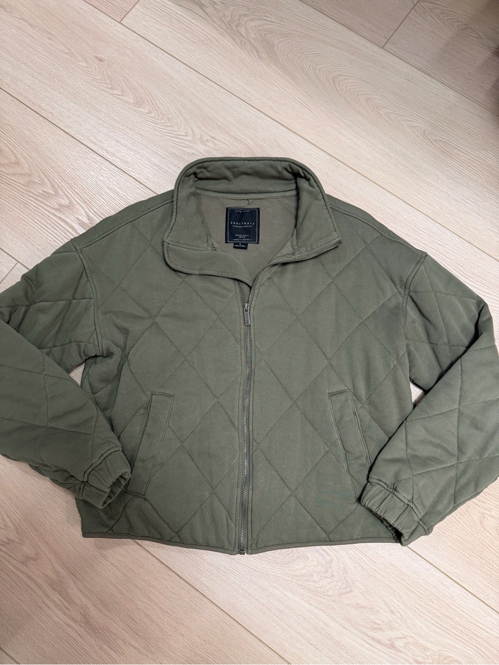 Sanctuary Quilted Olive Green Women's Bomber Jacket, size small